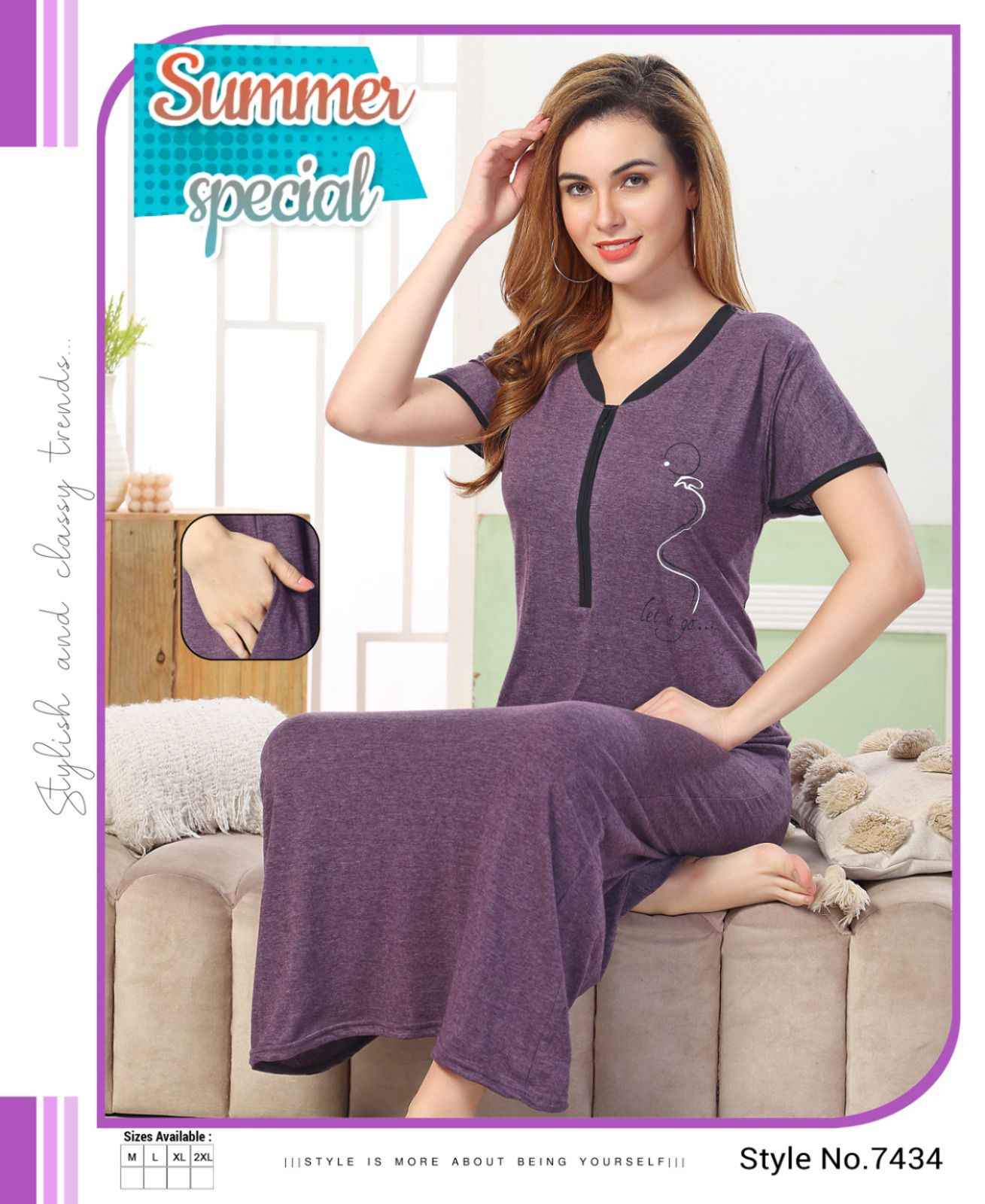 Summer Special Vol 495 Long Cotton Night Wear Gown 6 pcs Catalogue