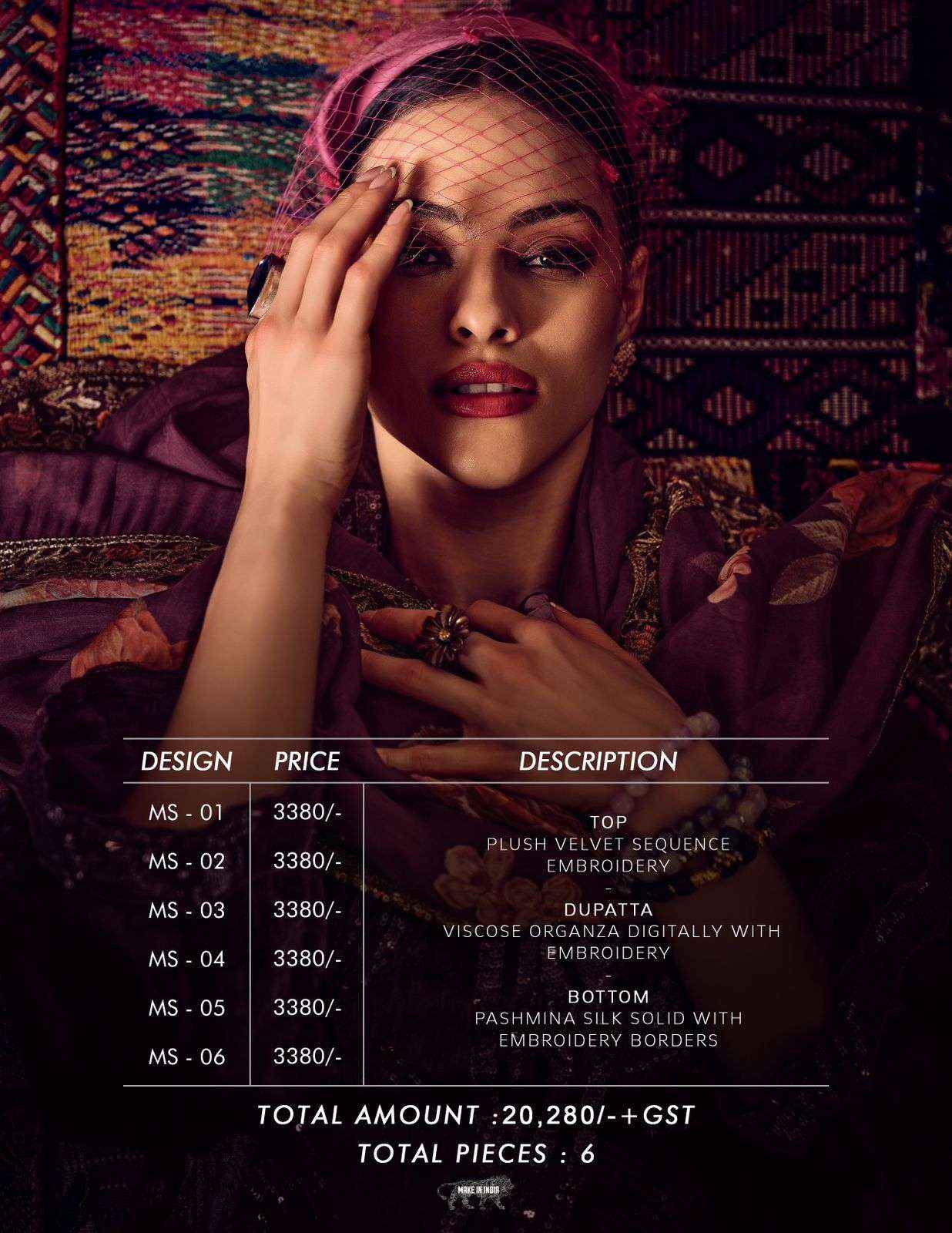 Varsha Mystic Velvet Dress Material 6 pcs Catalogue