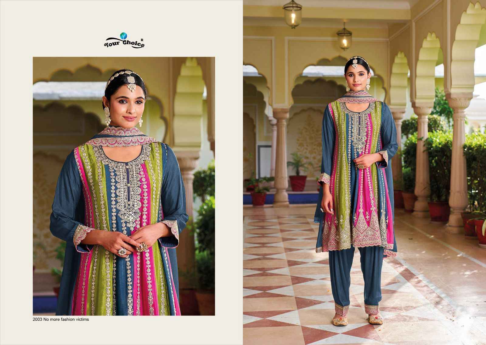 Your Choice Zoyaa Readymade Bloomin Chinon Dress 3 pcs Catalogue
