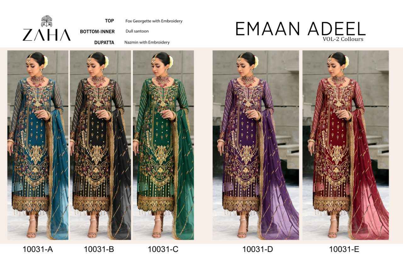Zaha Emaan Adeel Vol 2 Georgette Dress Material 5 pcs Catalogue