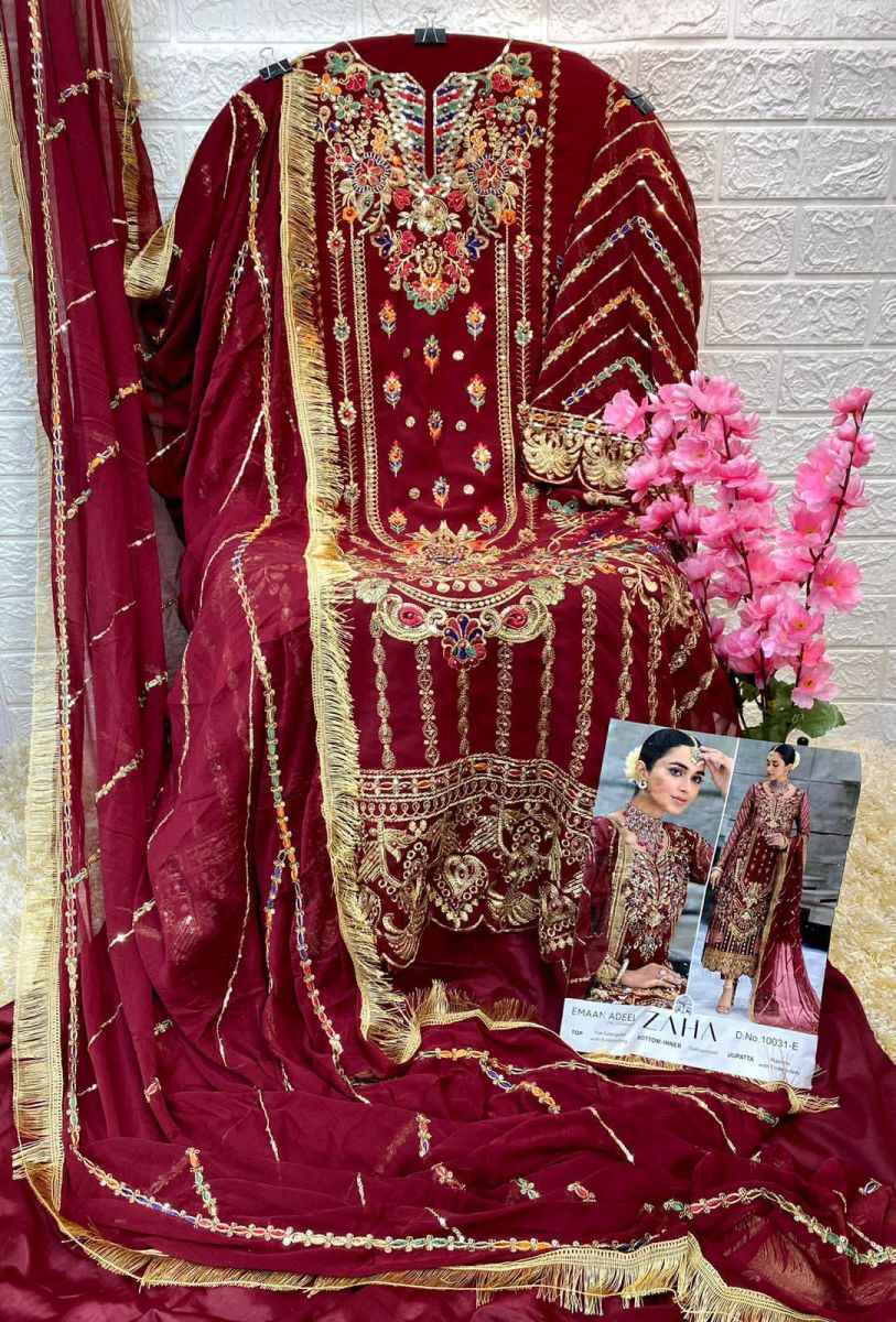 Zaha Emaan Adeel Vol 2 Georgette Dress Material 5 pcs Catalogue