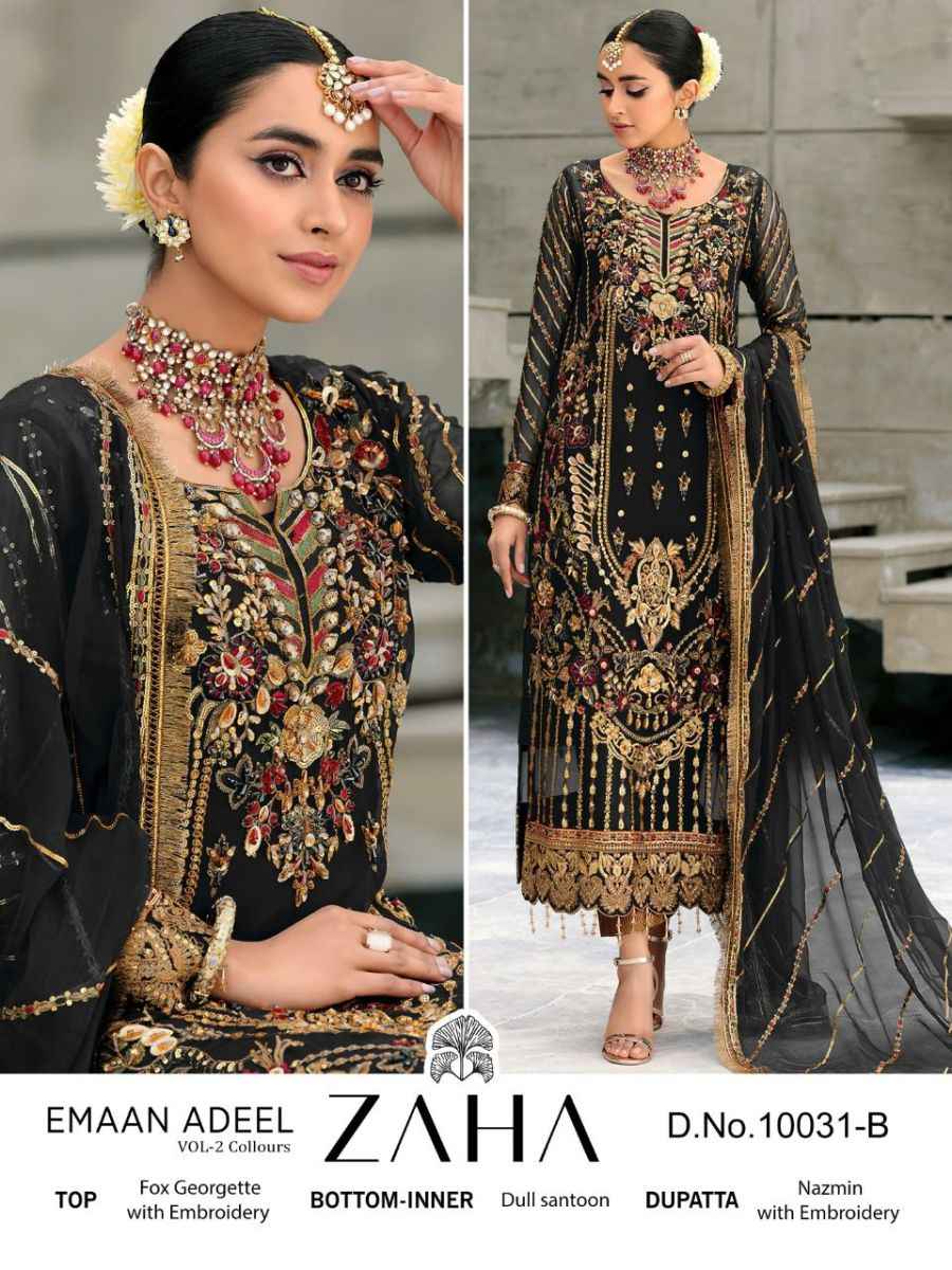 Zaha Emaan Adeel Vol 2 Georgette Dress Material 5 pcs Catalogue