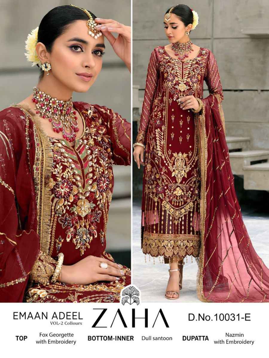 Zaha Emaan Adeel Vol 2 Georgette Dress Material 5 pcs Catalogue