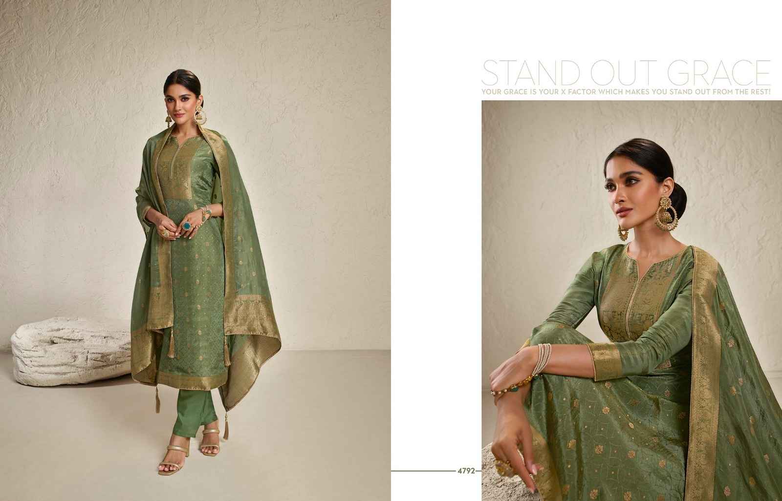 Zisa Charmy Crystal Crystal Dress Material 4 pcs Catalogue
