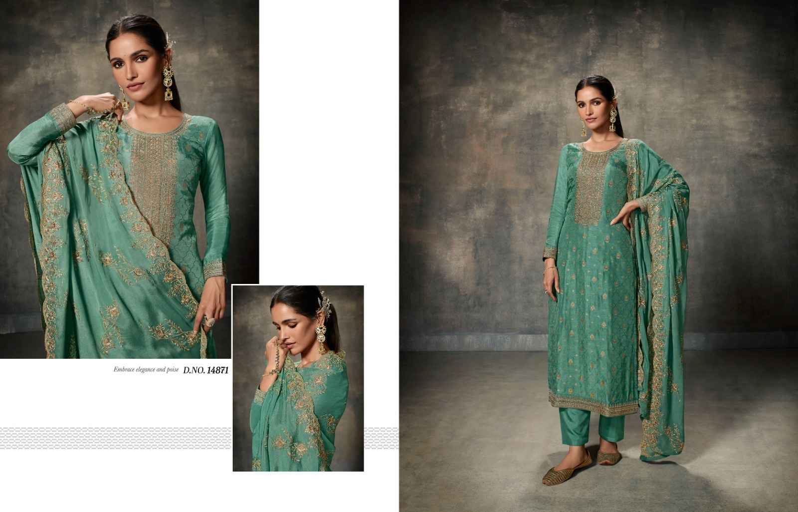 Zisa Memsahiba Viscose Dola Silk Dress Material 5 pcs Catalogue
