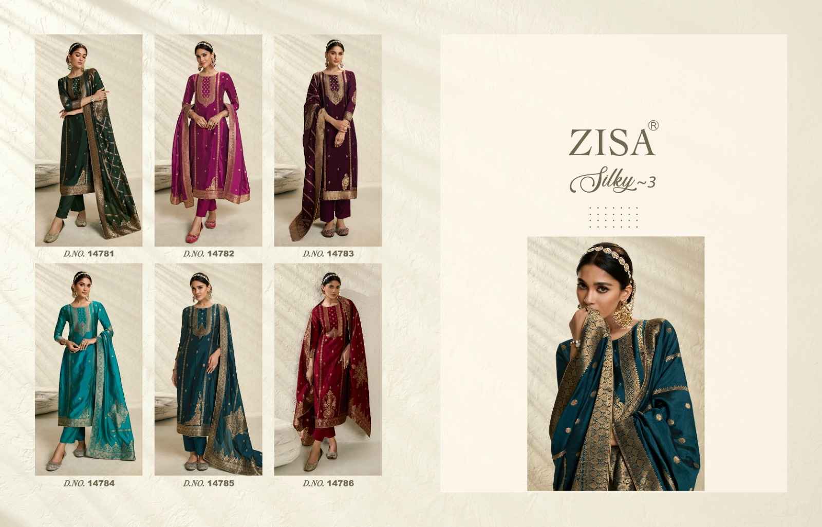 Zisa Silky Vol 3 Bamberg Silk Dress Material 6 pcs Catalogue