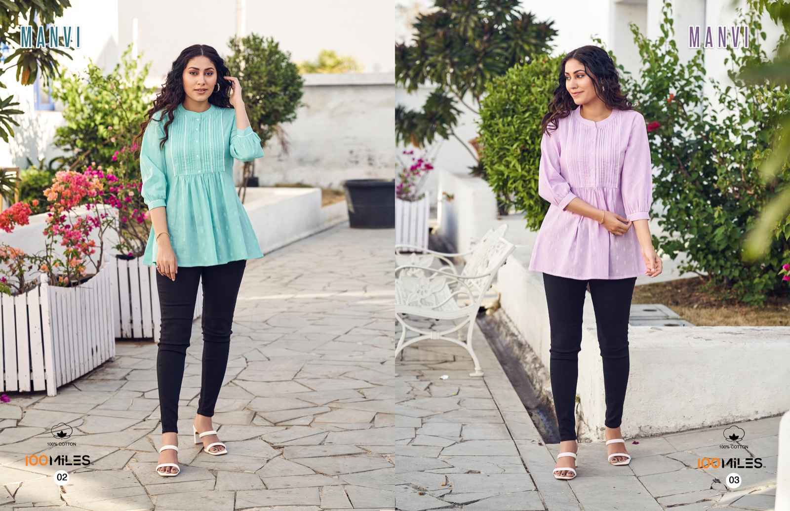 100 Miles Manvi Cotton Top 4 pcs Catalogue
