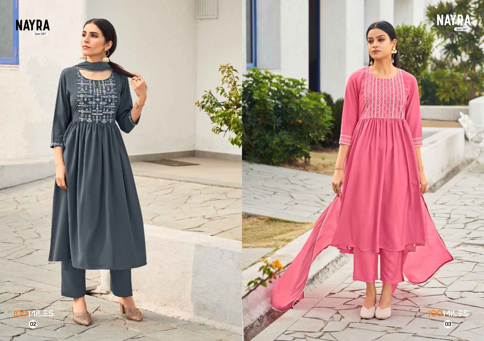 100 Miles Nayra Georgette Kurti Combo 4 pcs Catalogue