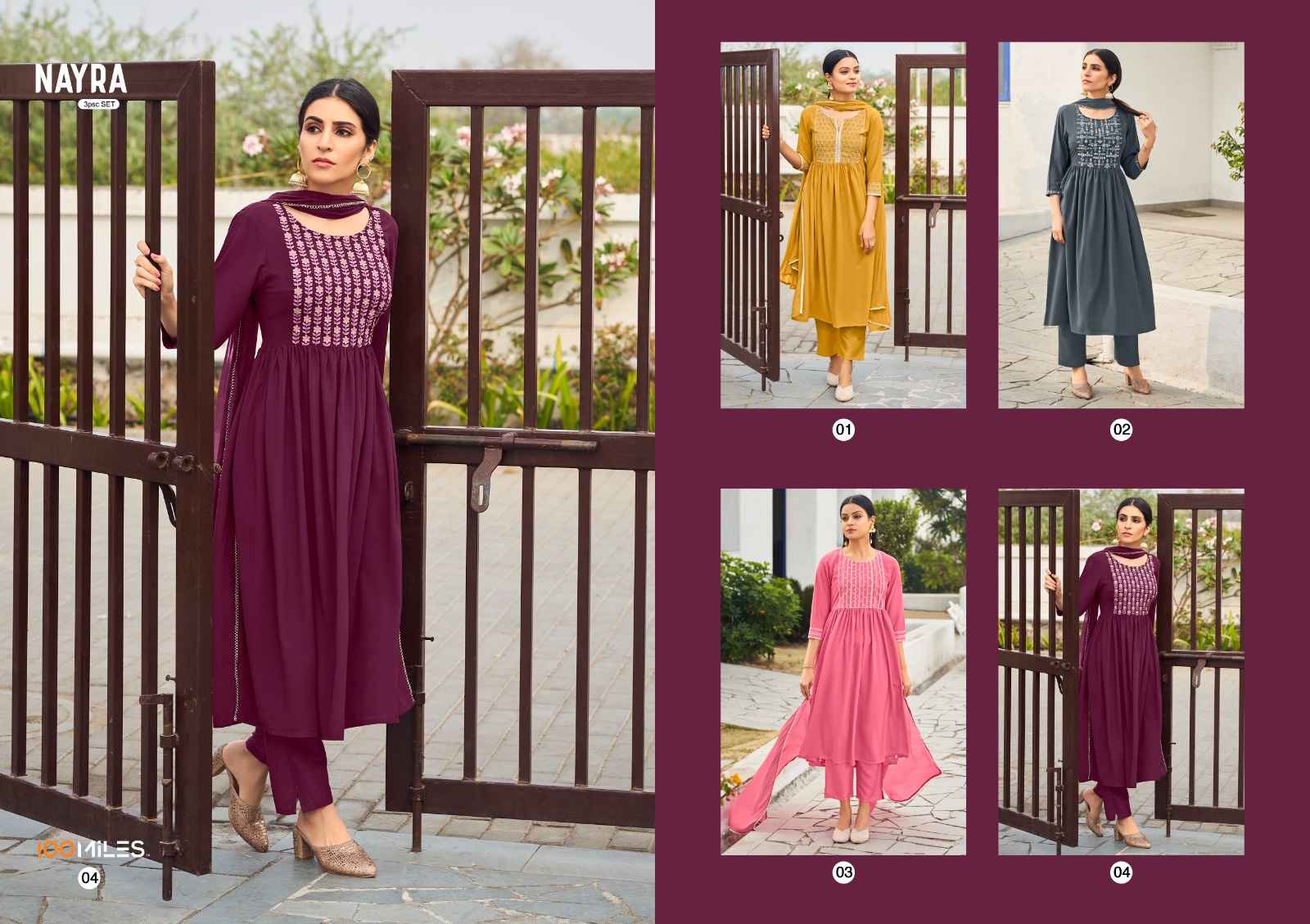 100 Miles Nayra Georgette Kurti Combo 4 pcs Catalogue