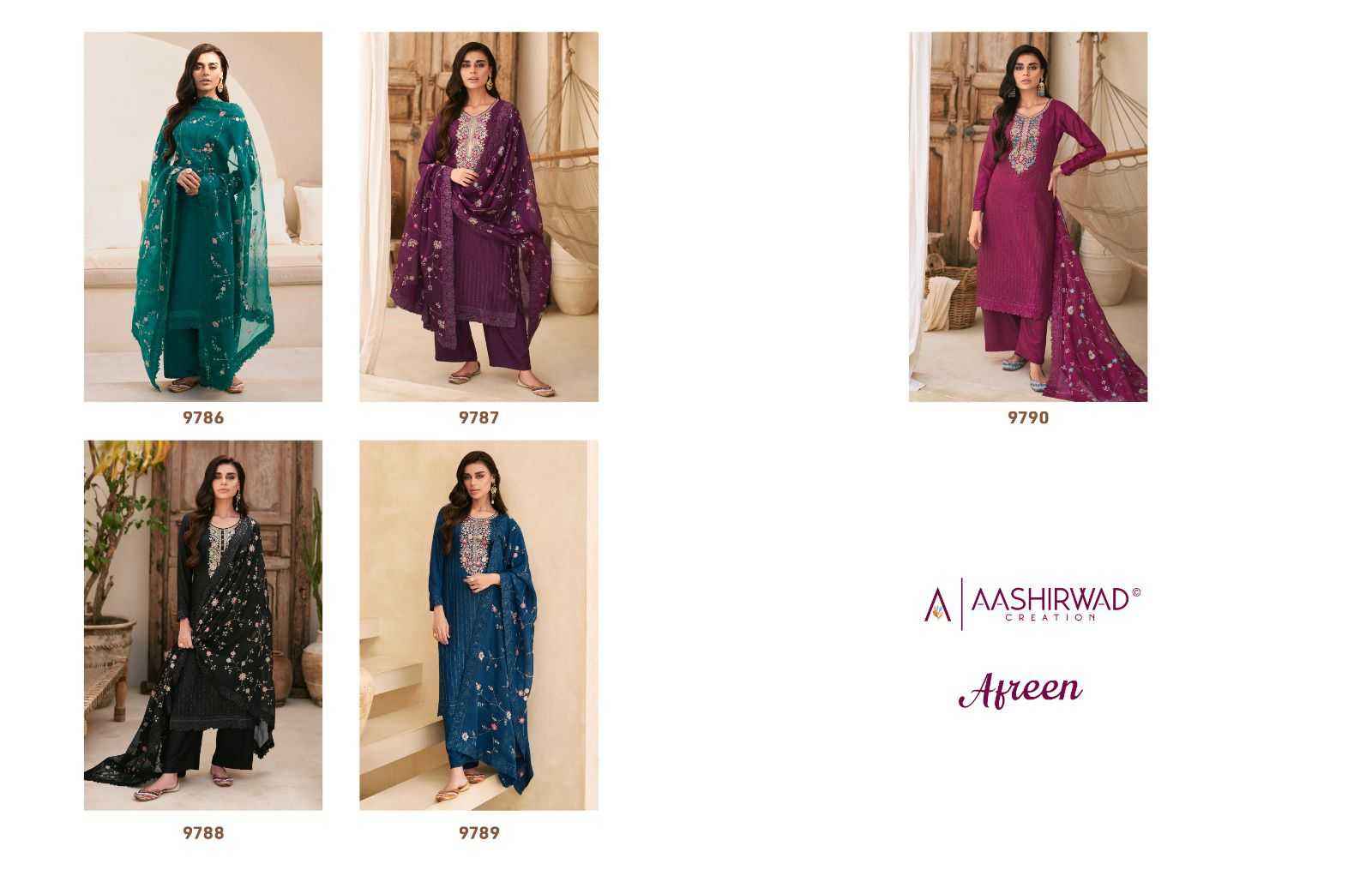 Aashirwad Afreen Dola Silk Dress Material 5 pcs Catalogue