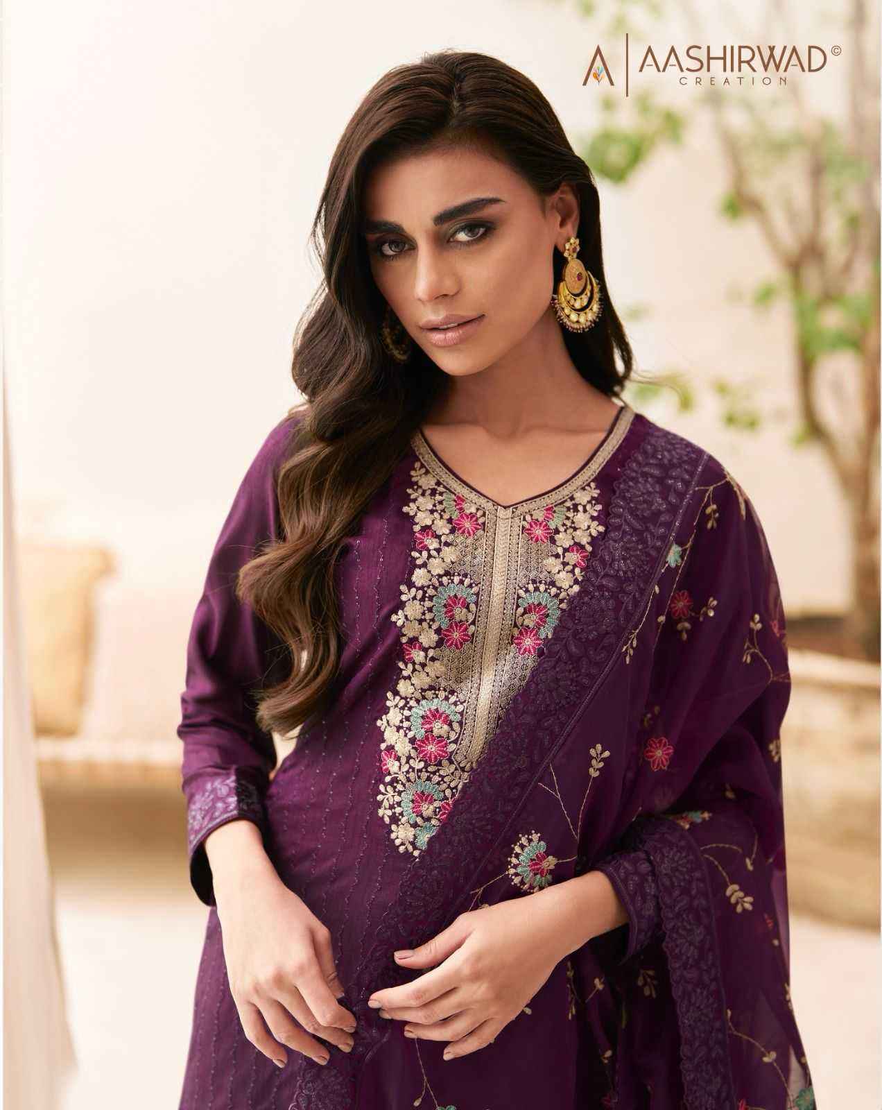 Aashirwad Afreen Dola Silk Dress Material 5 pcs Catalogue