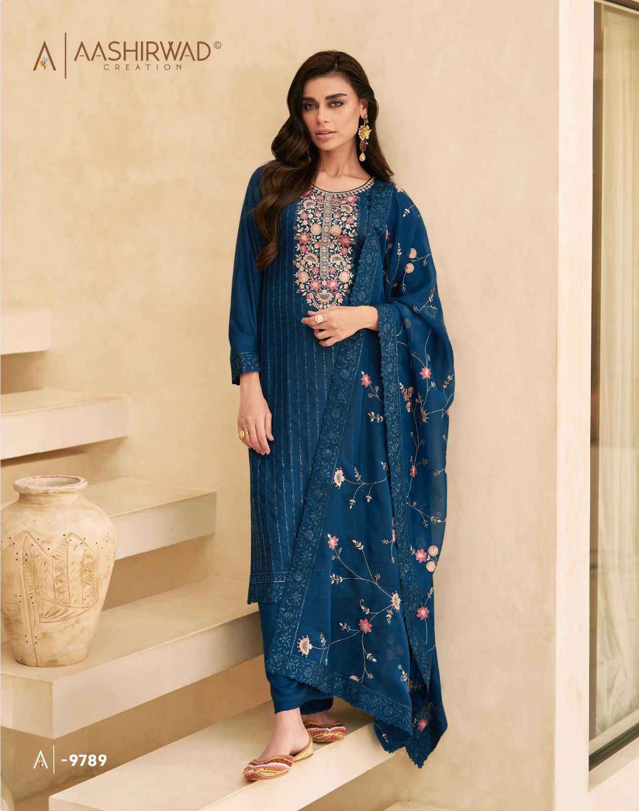 Aashirwad Afreen Dola Silk Dress Material 5 pcs Catalogue