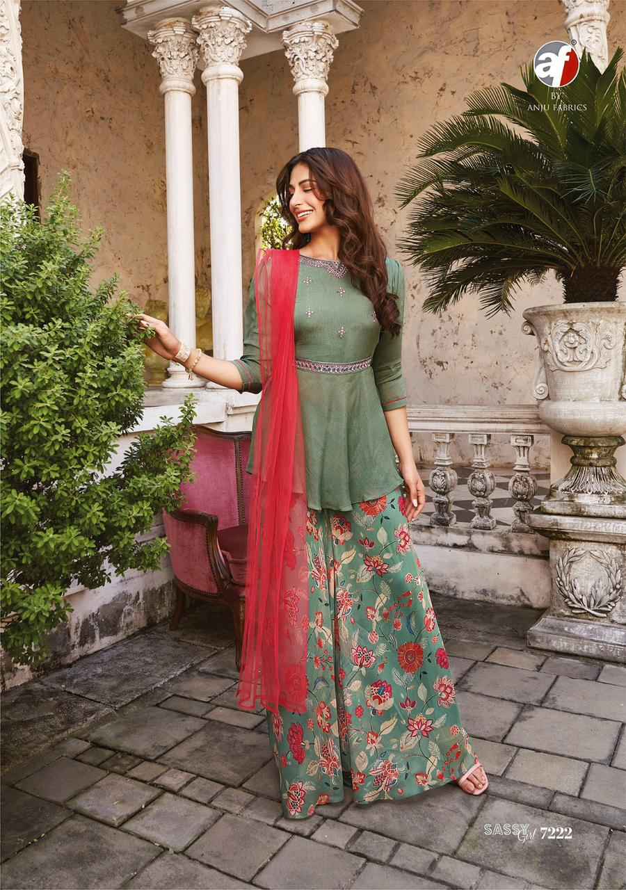Anju Fabrics Sassy Girl Vol 3 Chinon Kurti With Bottom 6 pcs Catalogue