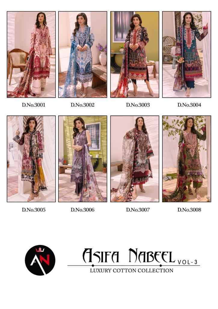 Asifa Nabeel Vol 3 Cotton Dress Material 8 pcs Catalogue