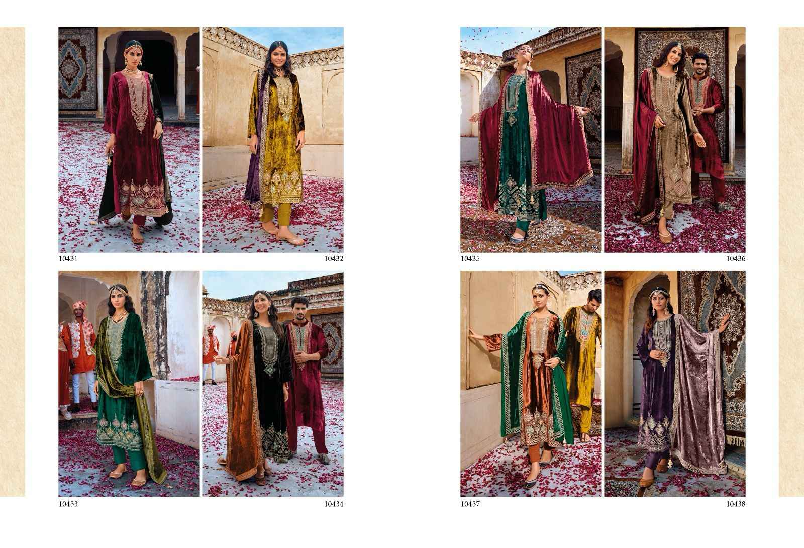 Cinderella Rumaisa Velvet Dress Material 8 pcs Catalogue