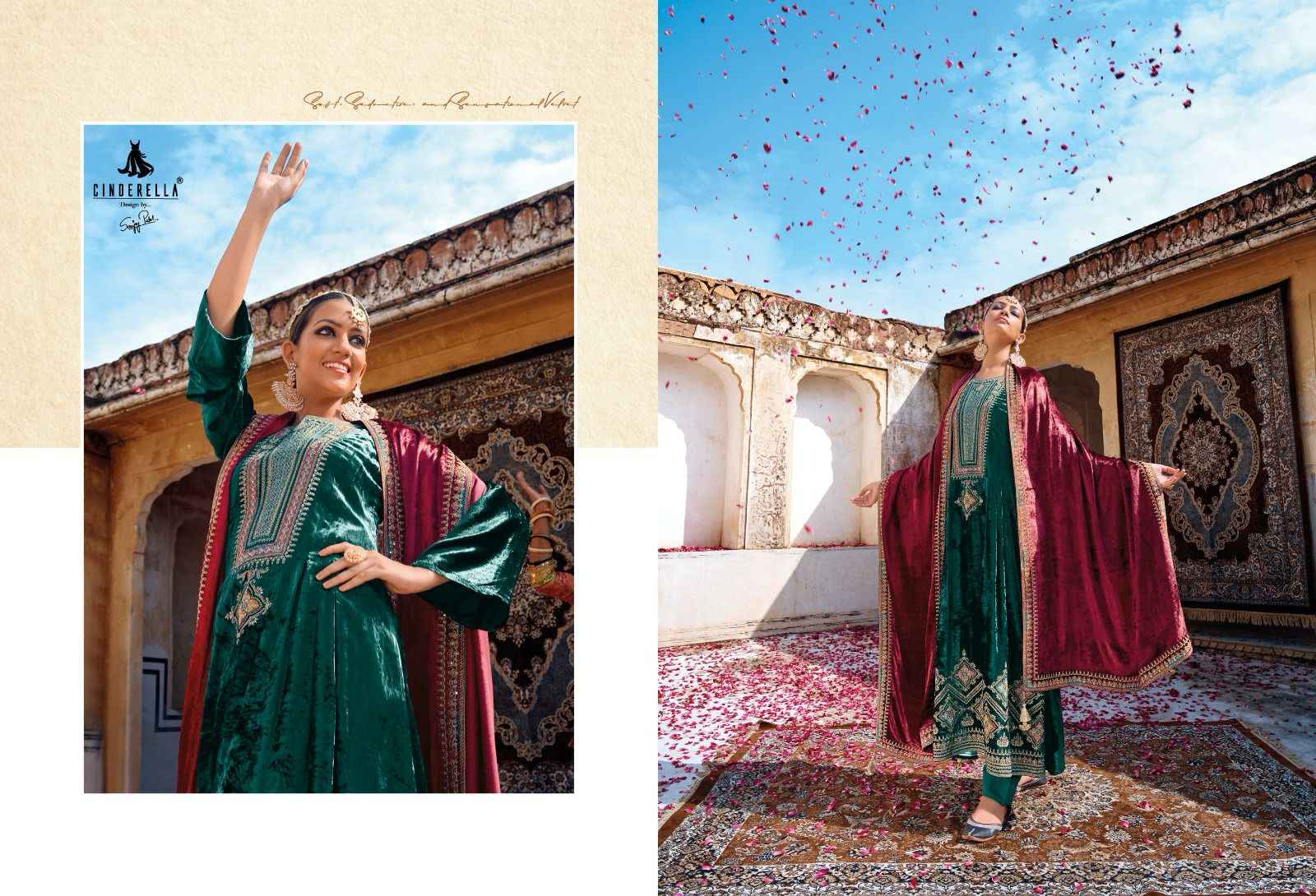 Cinderella Rumaisa Velvet Dress Material 8 pcs Catalogue