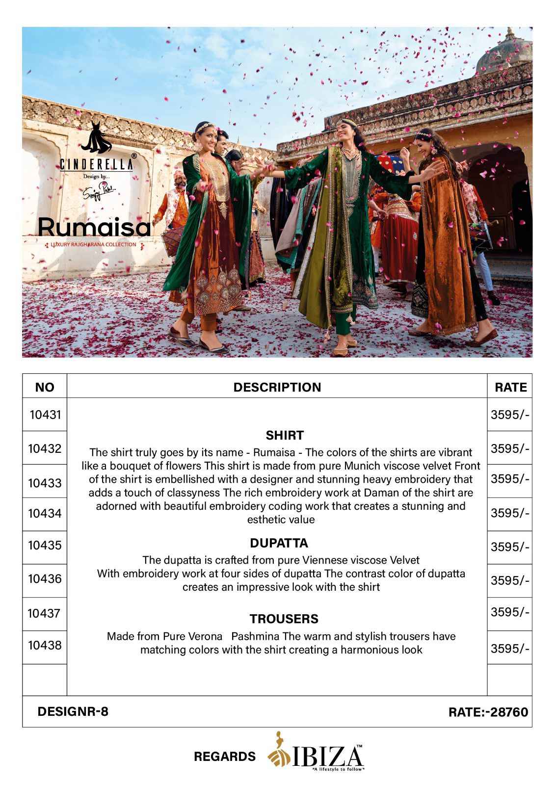 Cinderella Rumaisa Velvet Dress Material 8 pcs Catalogue