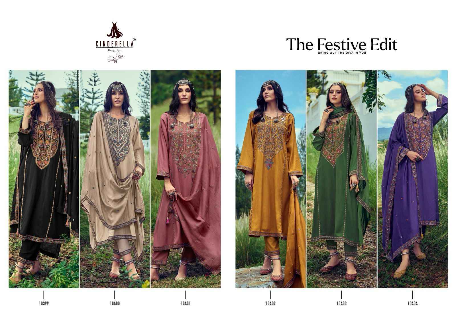 Cinderella The Festive Edit Pashmina Dress Material 6 pcs Catalogue