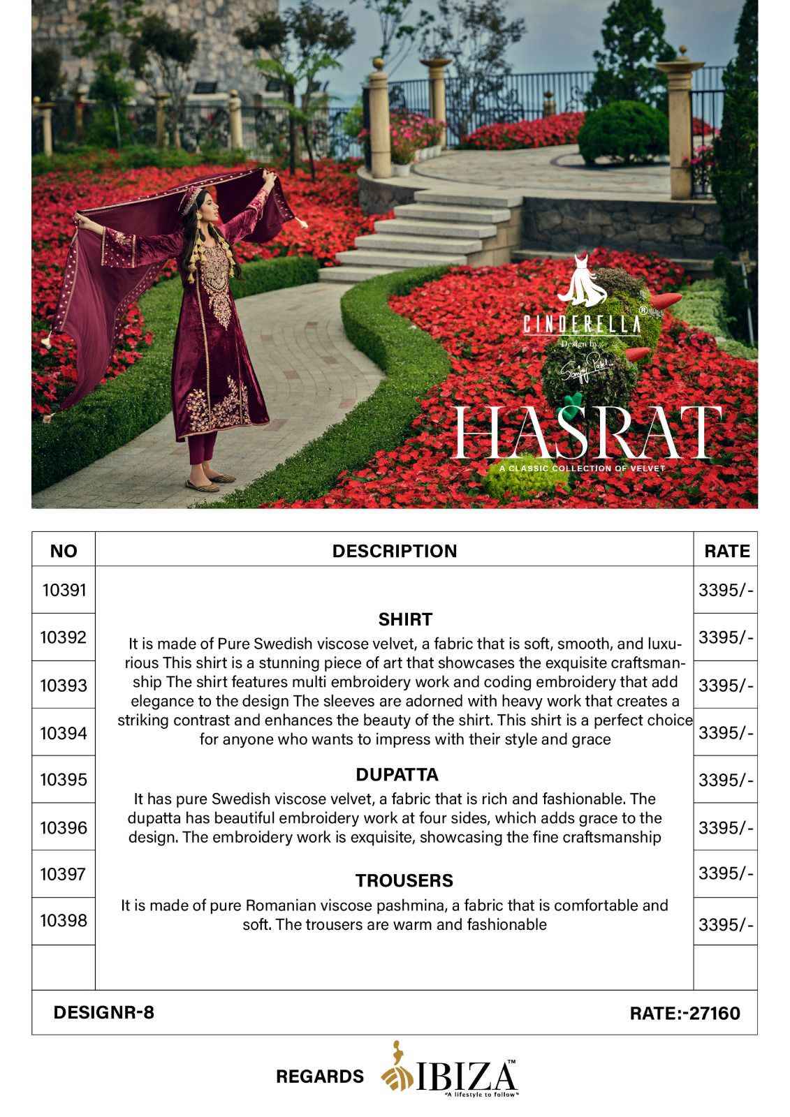 Cindrella Hasrat Velvet Dress Material 8 pcs Catalogue