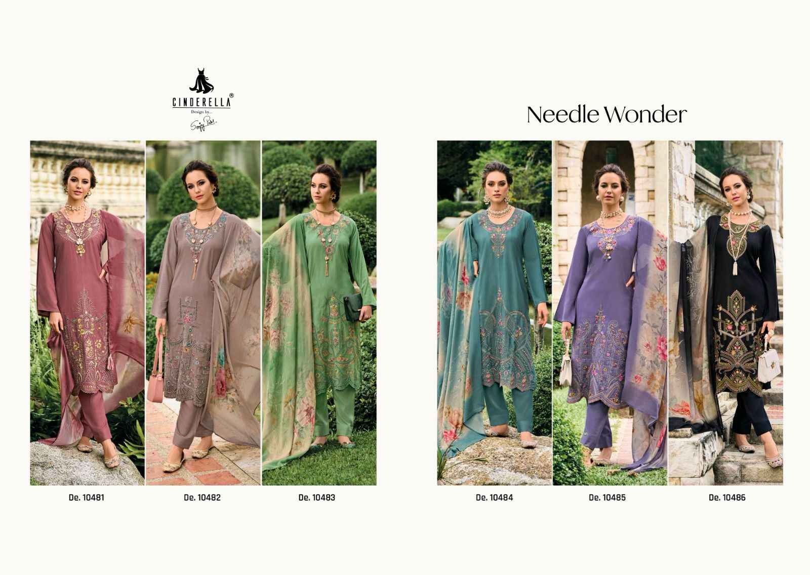 Cindrella Needle Wonder Pashmina Dress Material 6 pcs Catalogue
