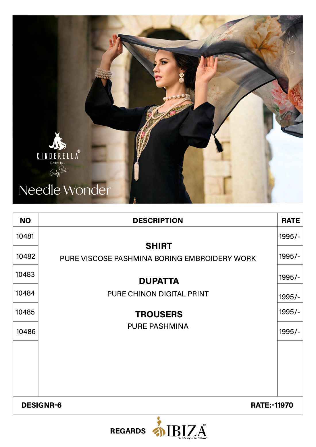 Cindrella Needle Wonder Pashmina Dress Material 6 pcs Catalogue