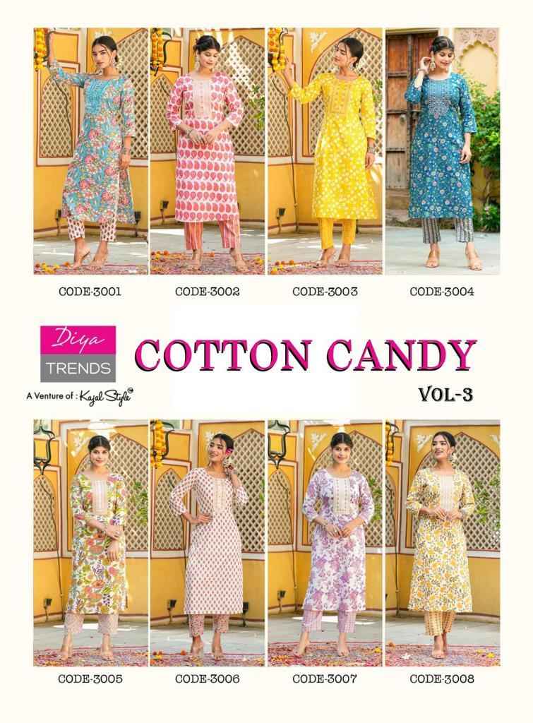 Diya Trends Cotton Candy Vol 3 Cotton Kurti With Pant 8 pcs Catalogue