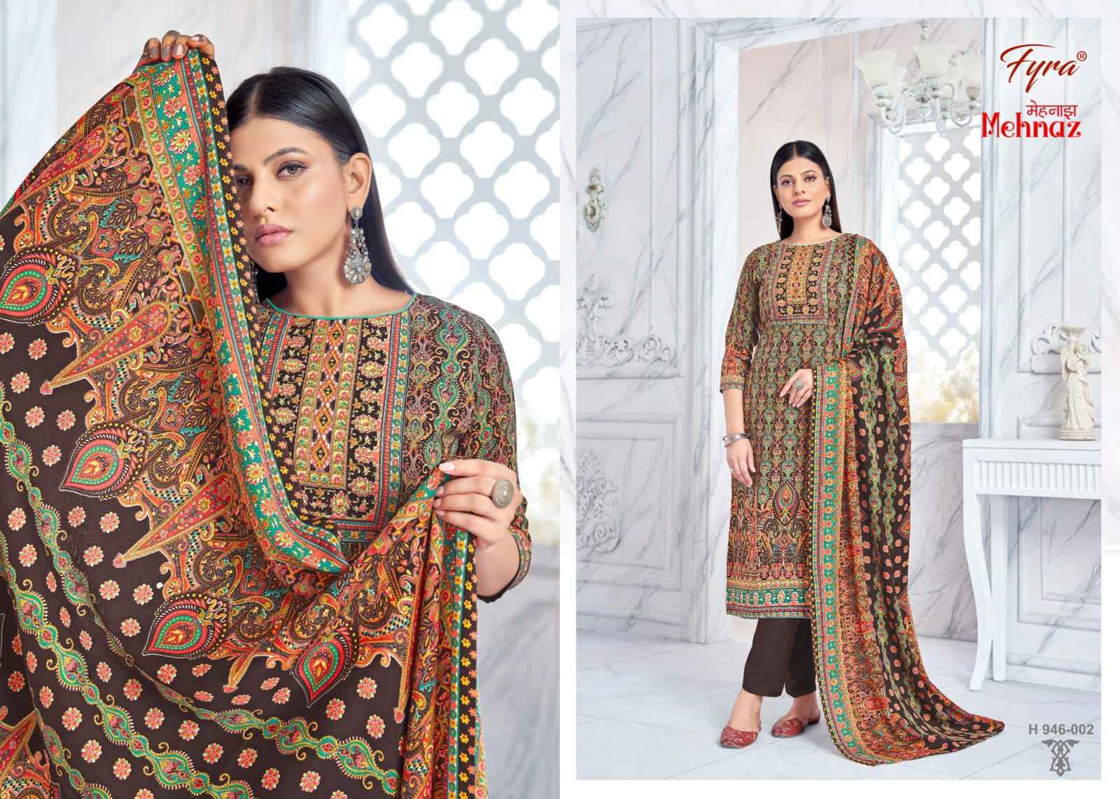 Fyra Mehnaz Pashmina Dress Material 8 pcs Catalogue