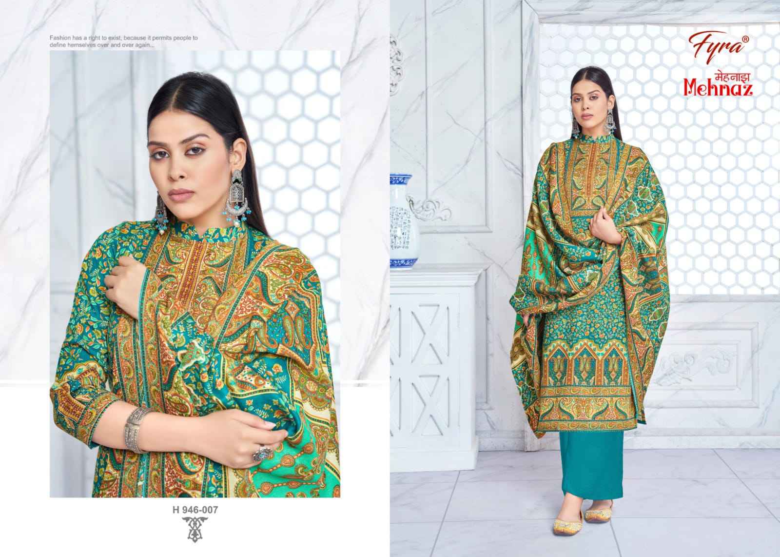 Fyra Mehnaz Pashmina Dress Material 8 pcs Catalogue