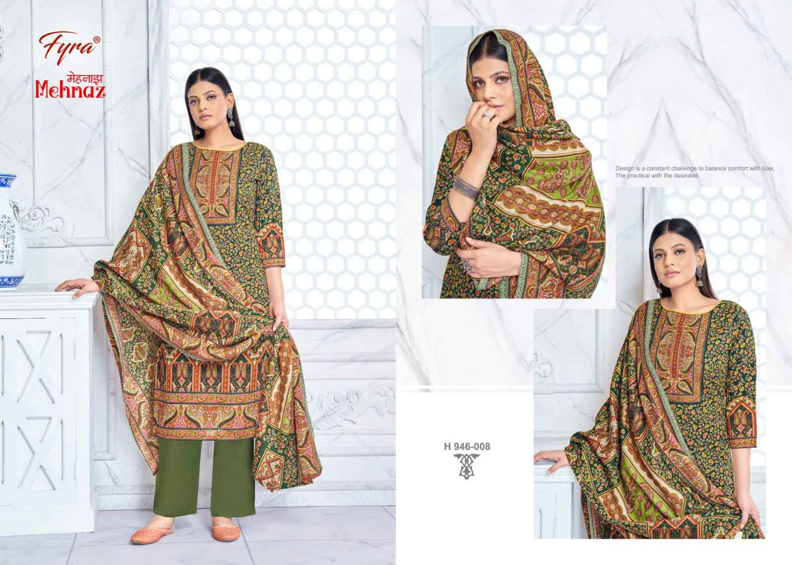 Fyra Mehnaz Pashmina Dress Material 8 pcs Catalogue