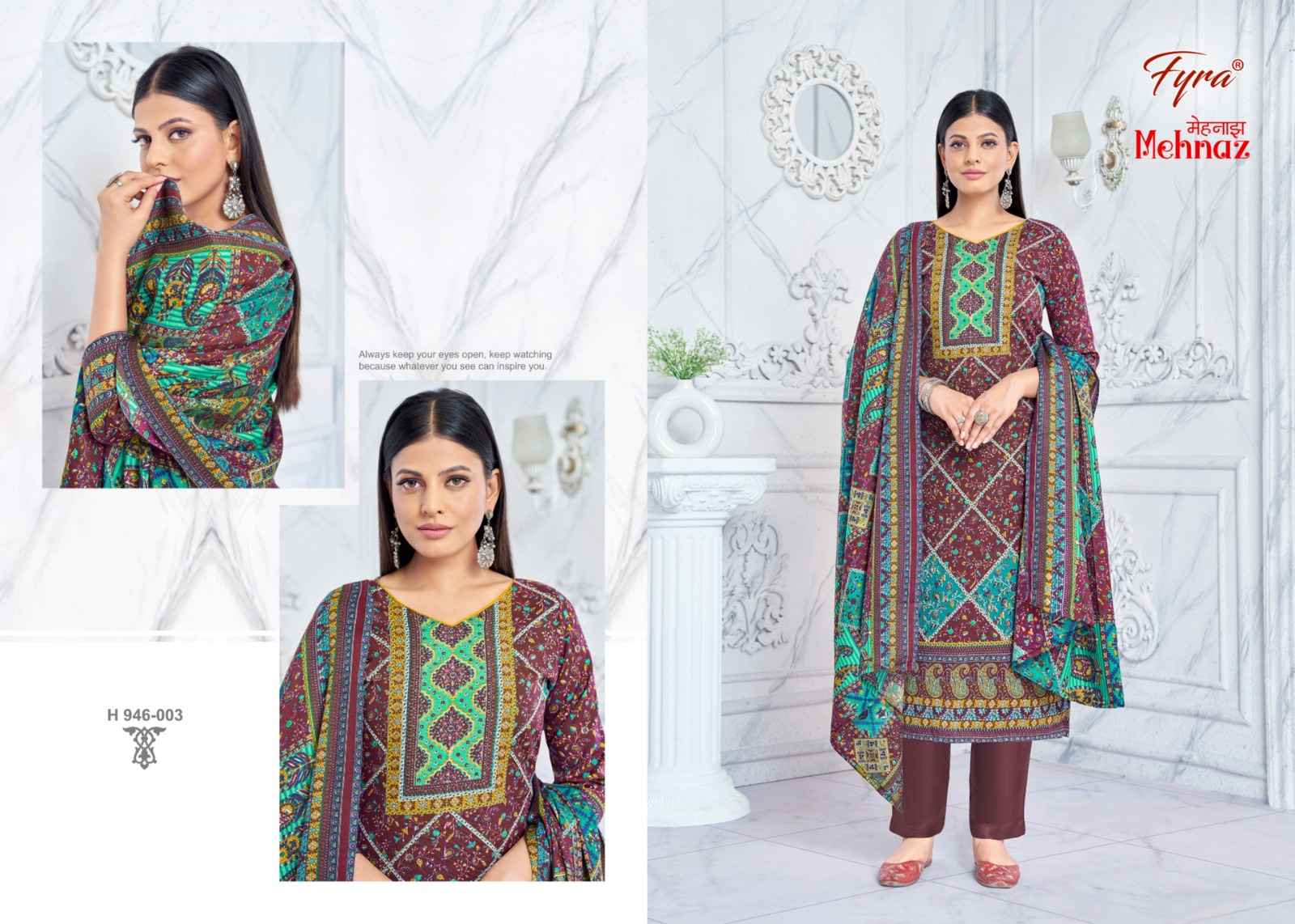 Fyra Mehnaz Pashmina Dress Material 8 pcs Catalogue