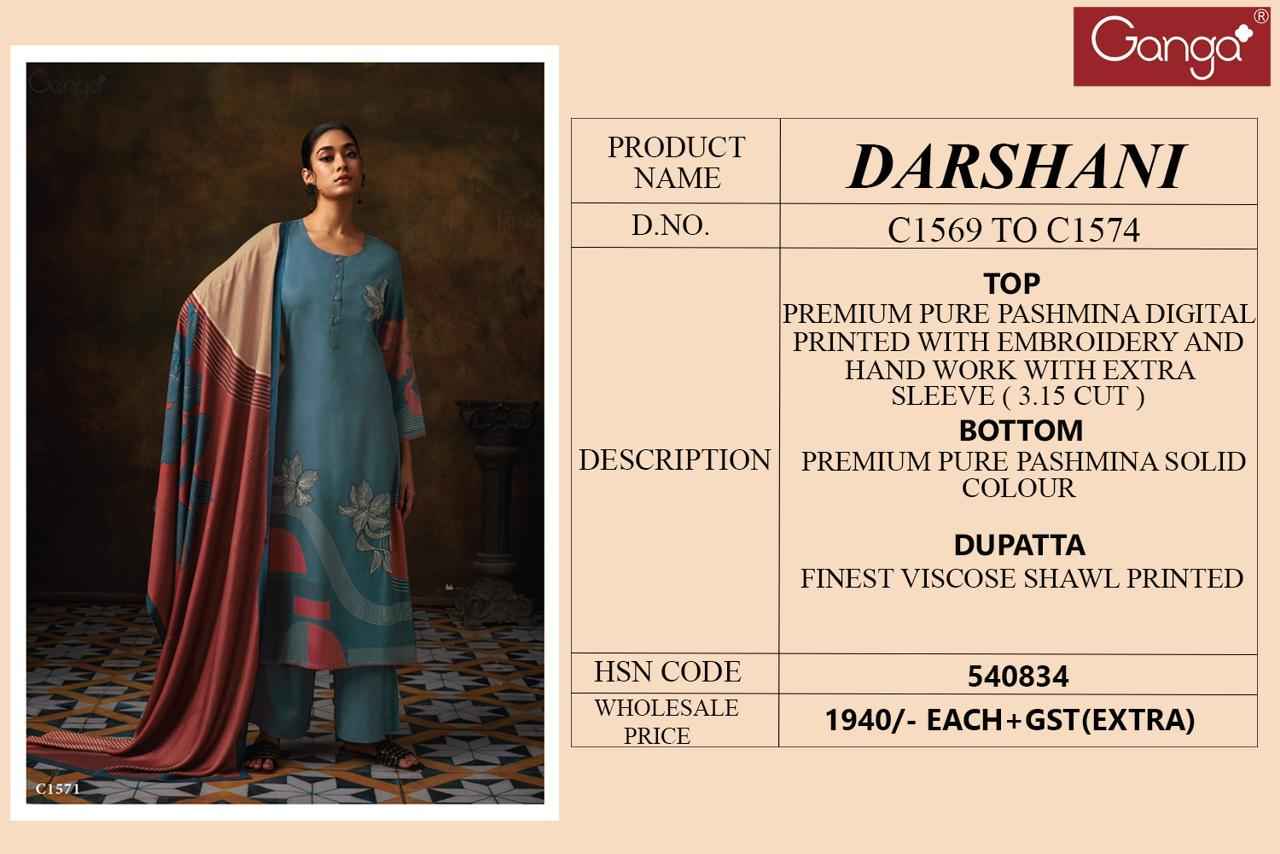 Ganga Fashions Sava Dahr Pashmina Winter 6pcs Suits Catalog