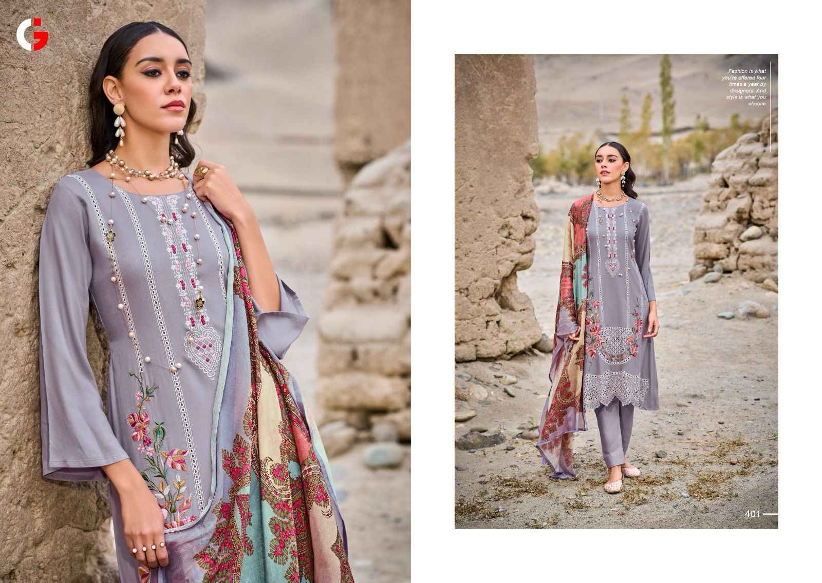 Gull Jee Mehtaab Pashmina Dress Material 6 pcs Catalogue