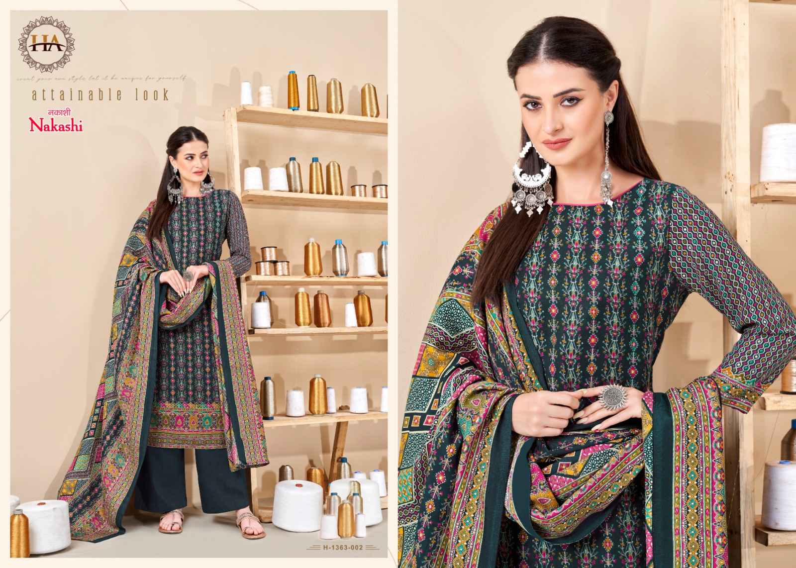 Harshit Nakashi Pashmina Dress Material 8 pcs Catalogue
