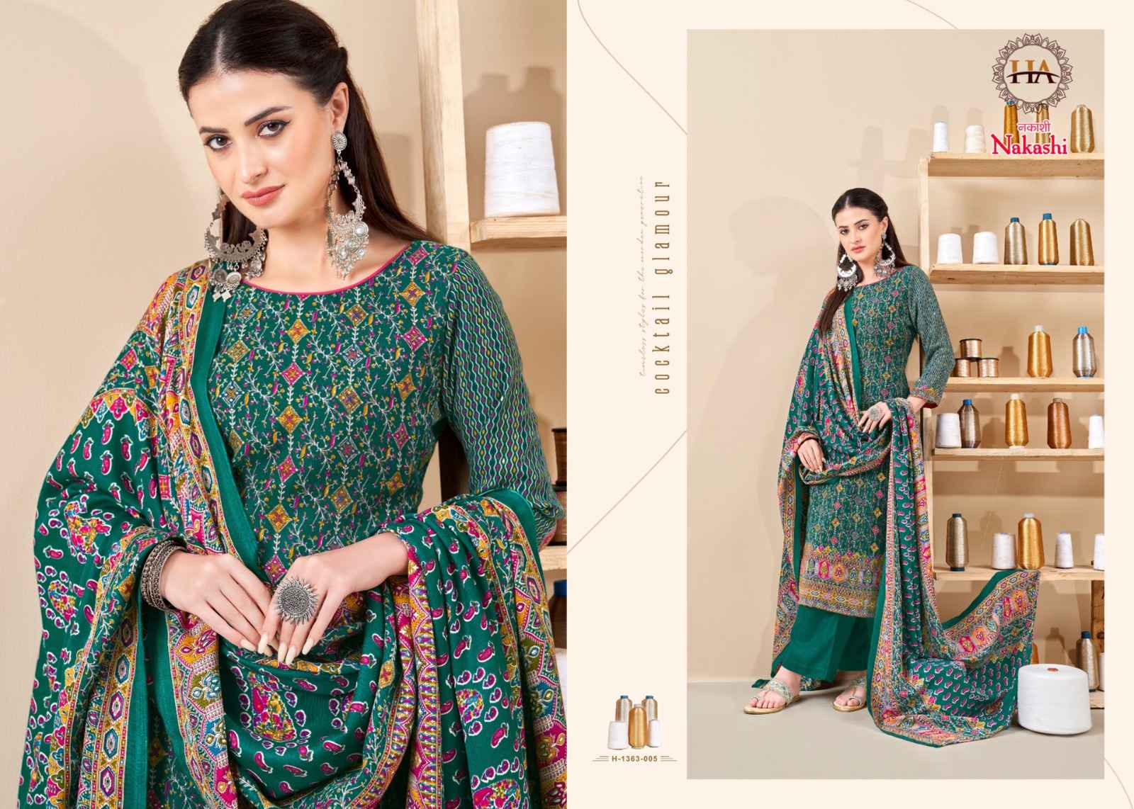 Harshit Nakashi Pashmina Dress Material 8 pcs Catalogue