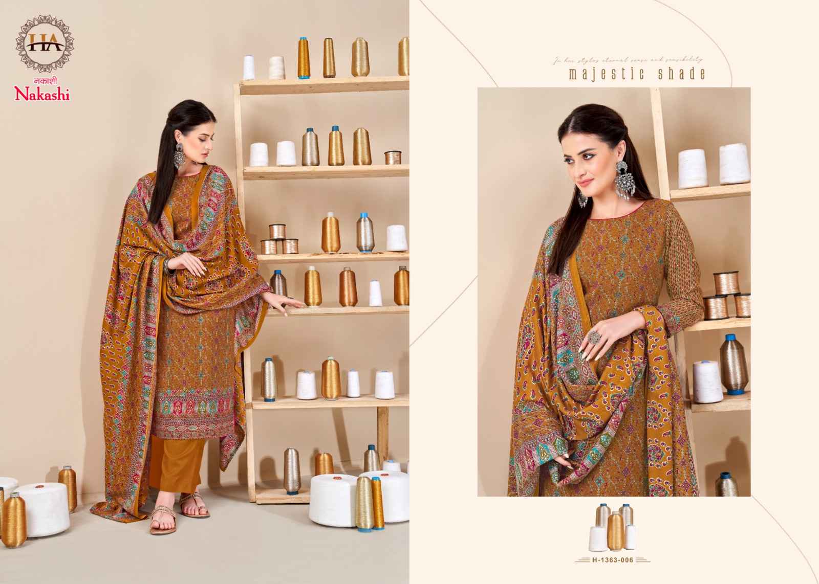 Harshit Nakashi Pashmina Dress Material 8 pcs Catalogue