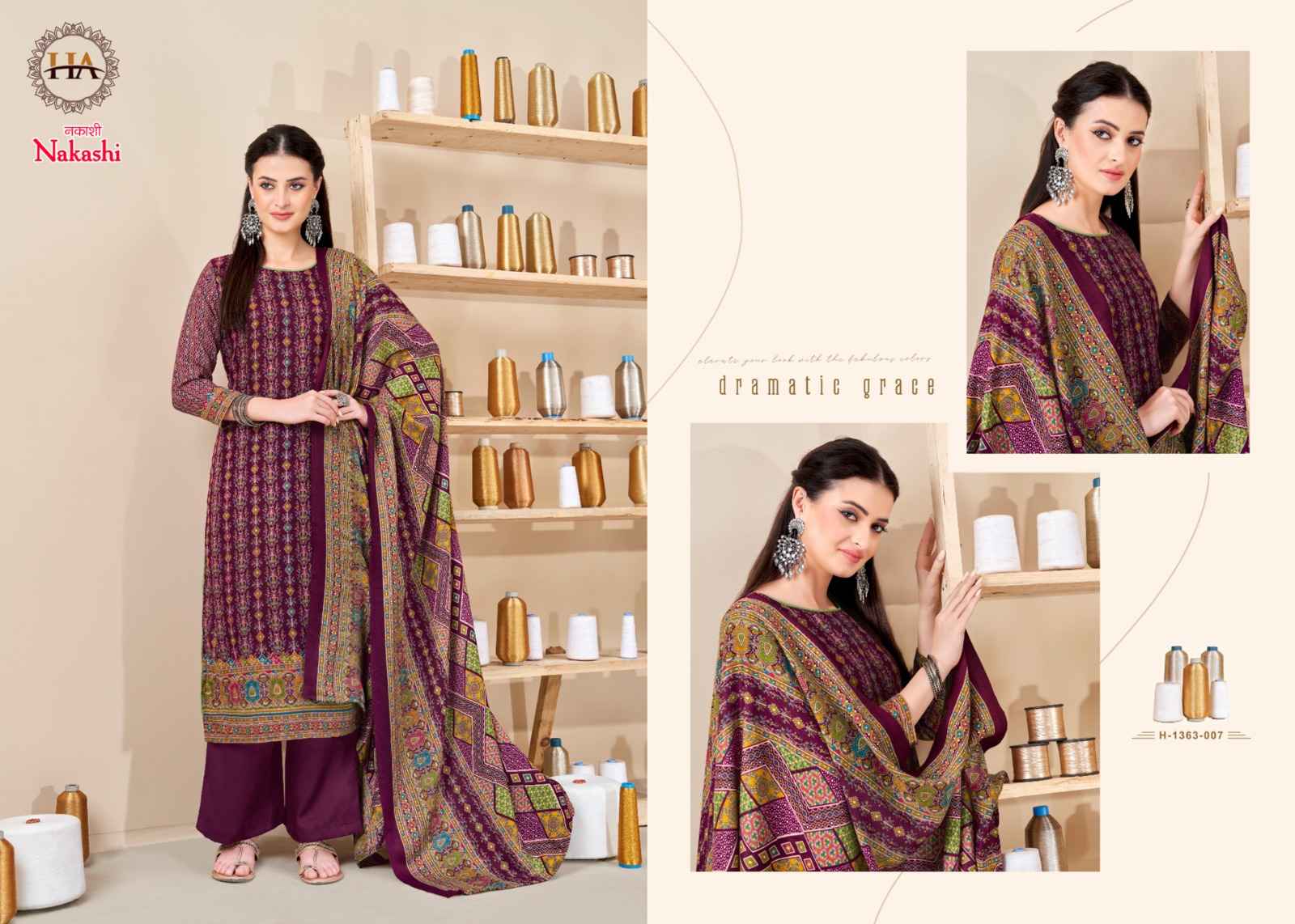 Harshit Nakashi Pashmina Dress Material 8 pcs Catalogue