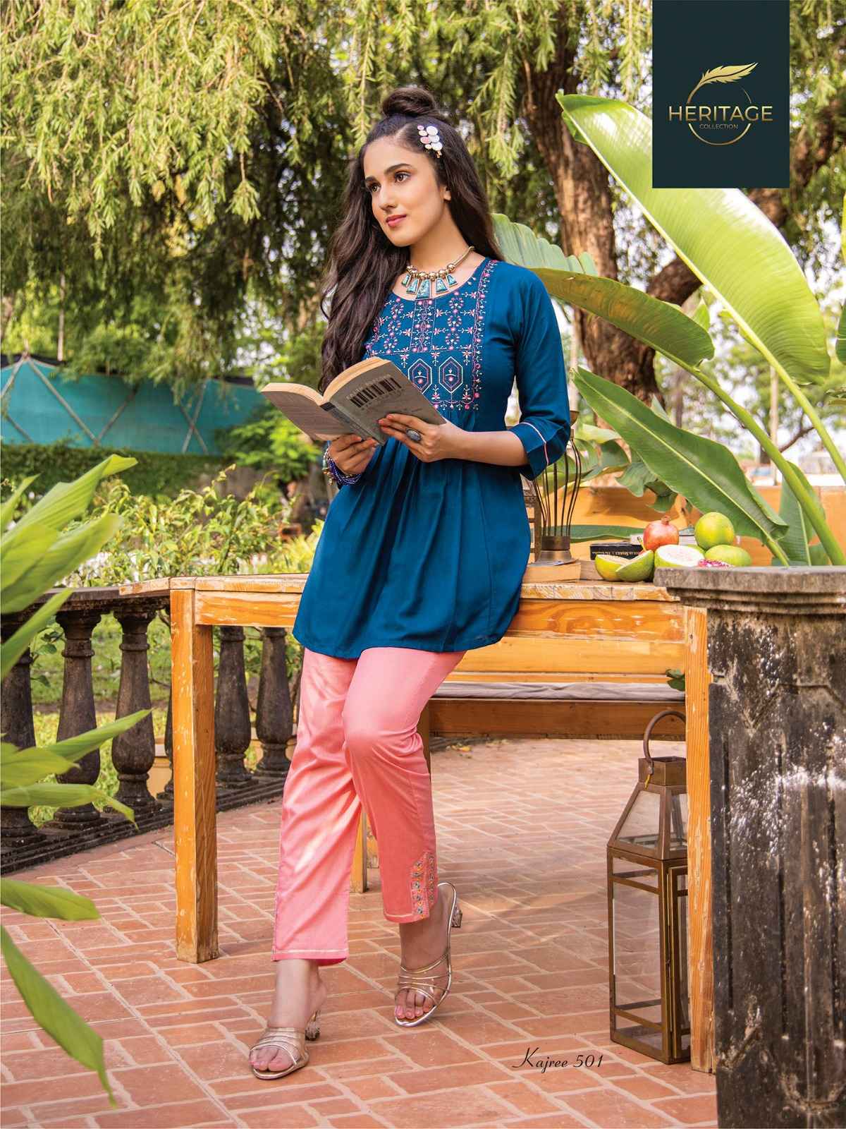 Heritage Collection Kajree Vol 5 Rayon Kurti 8 pcs Catalogue