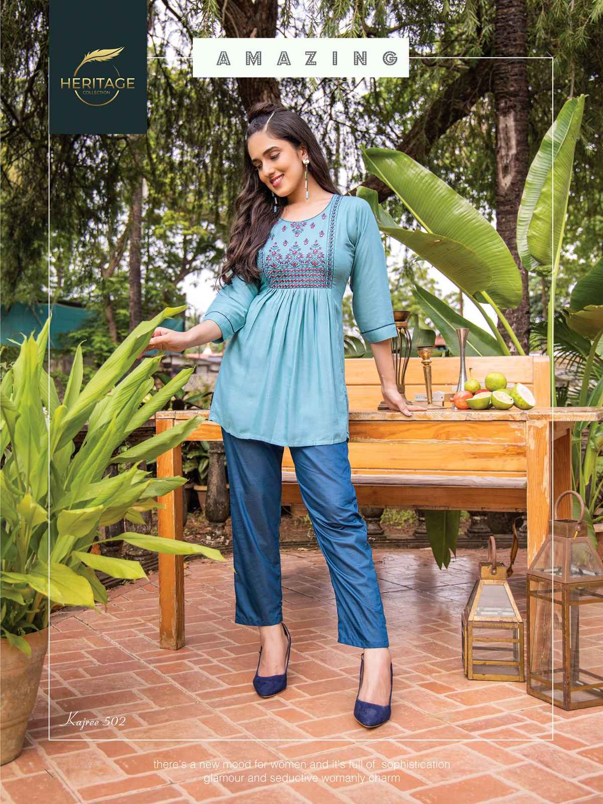 Heritage Collection Kajree Vol 5 Rayon Kurti 8 pcs Catalogue