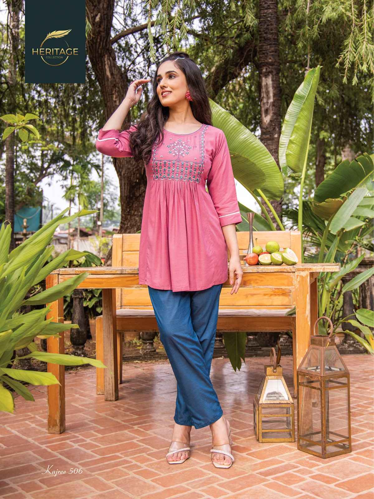 Heritage Collection Kajree Vol 5 Rayon Kurti 8 pcs Catalogue