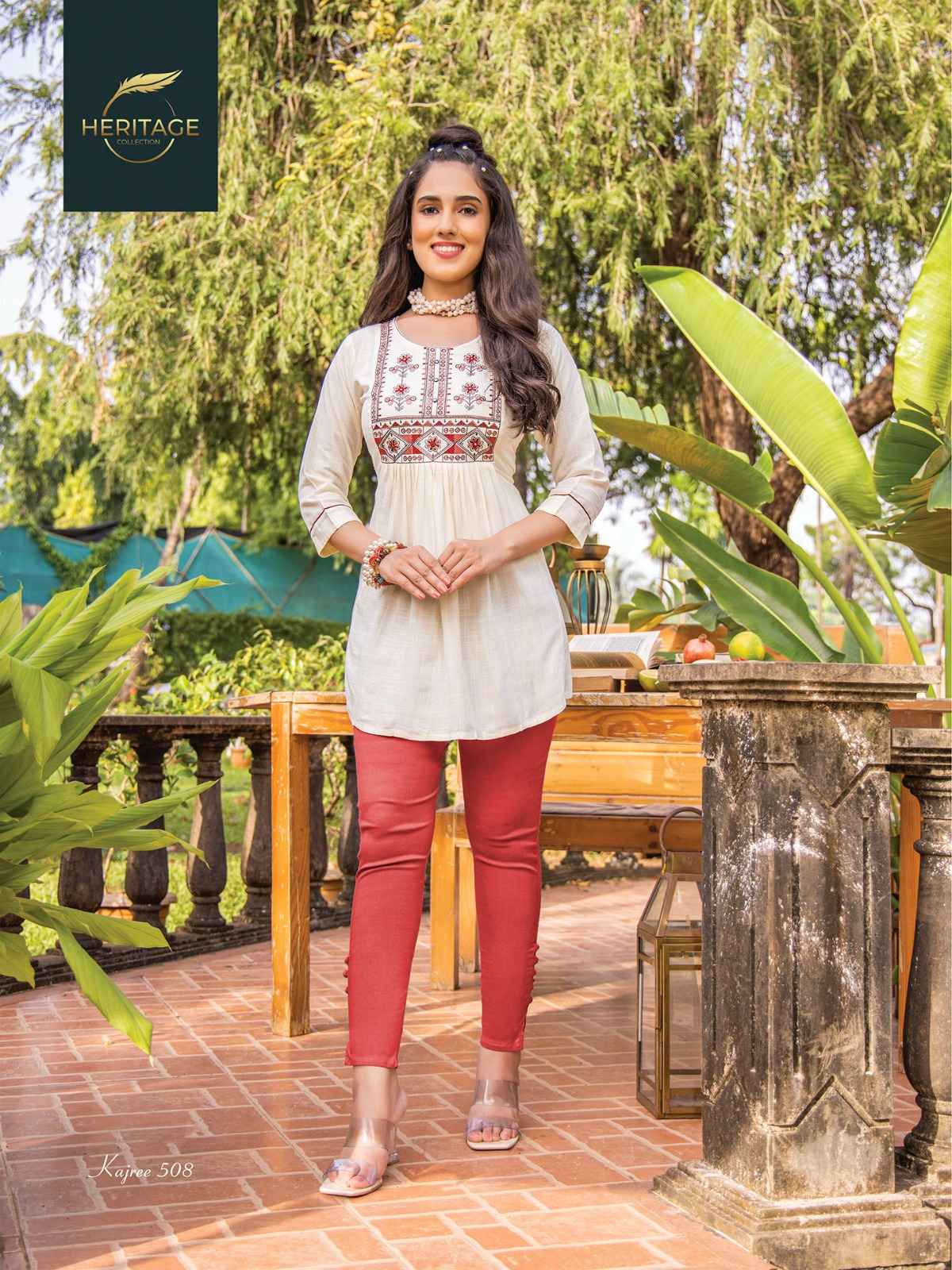 Heritage Collection Kajree Vol 5 Rayon Kurti 8 pcs Catalogue