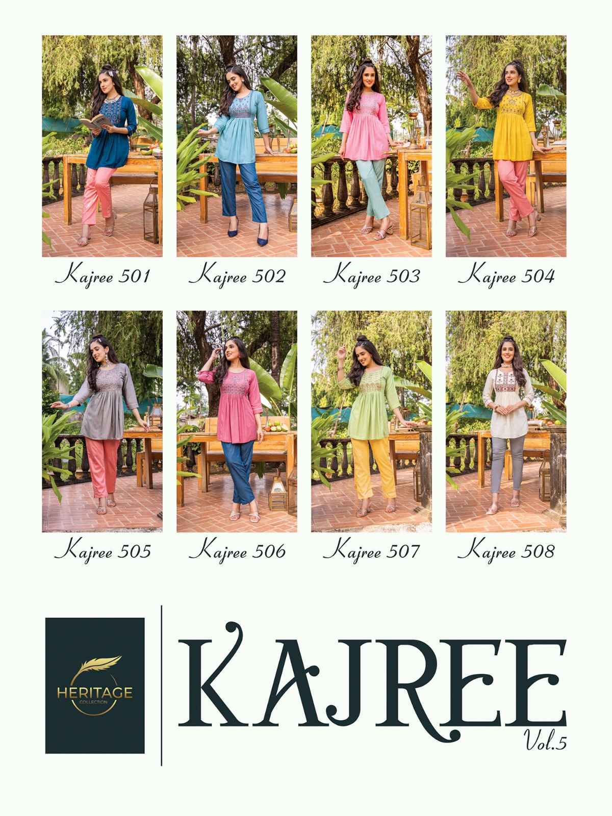 Heritage Collection Kajree Vol 5 Rayon Kurti 8 pcs Catalogue
