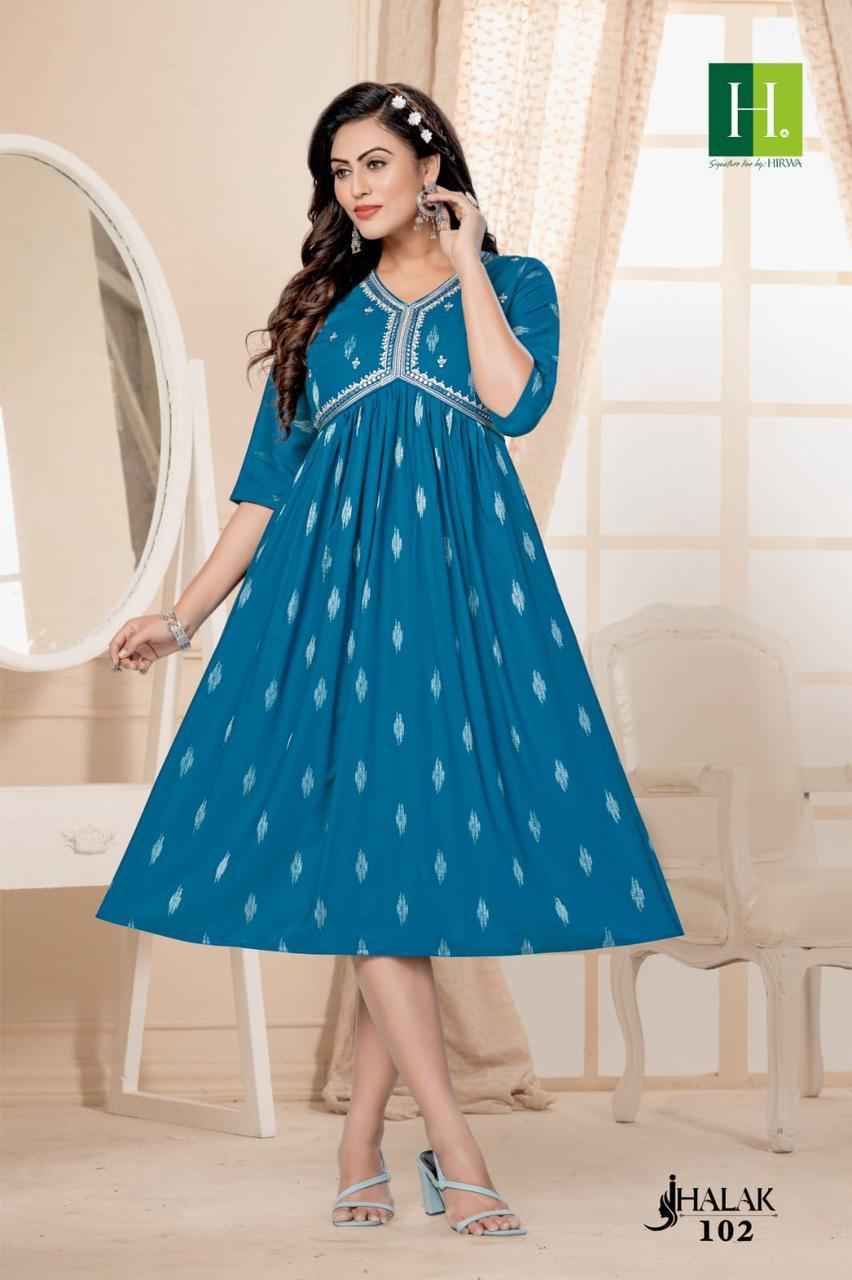 Hirwa Jhalak Rayon Kurti 6 pcs Catalogue