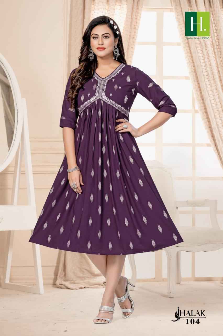Hirwa Jhalak Rayon Kurti 6 pcs Catalogue