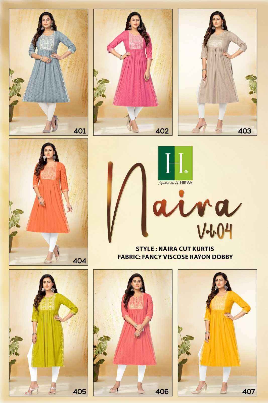 Hirwa Naira Vol 4 Viscose Rayon Kurti 7 pcs Catalogue