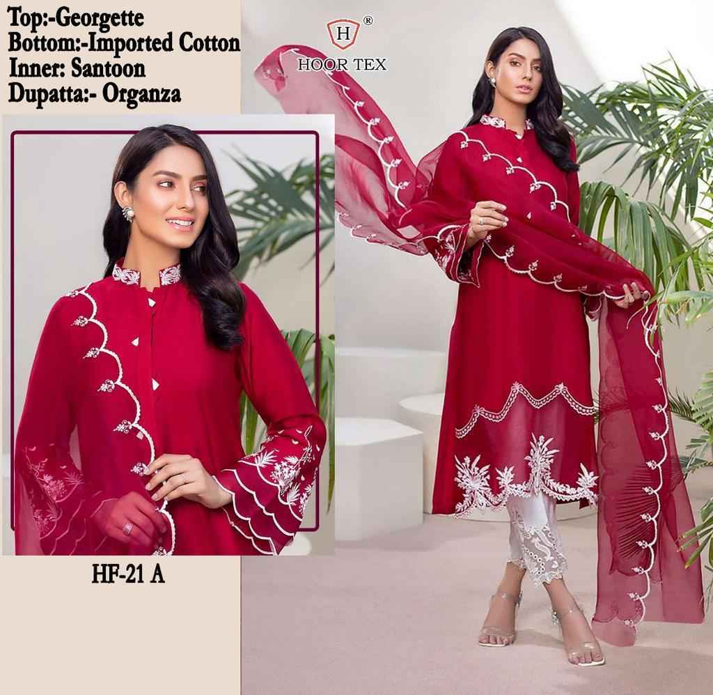 Hoor Tex Hf 21 Readymade Georgette Dress 6 pcs Catalogue