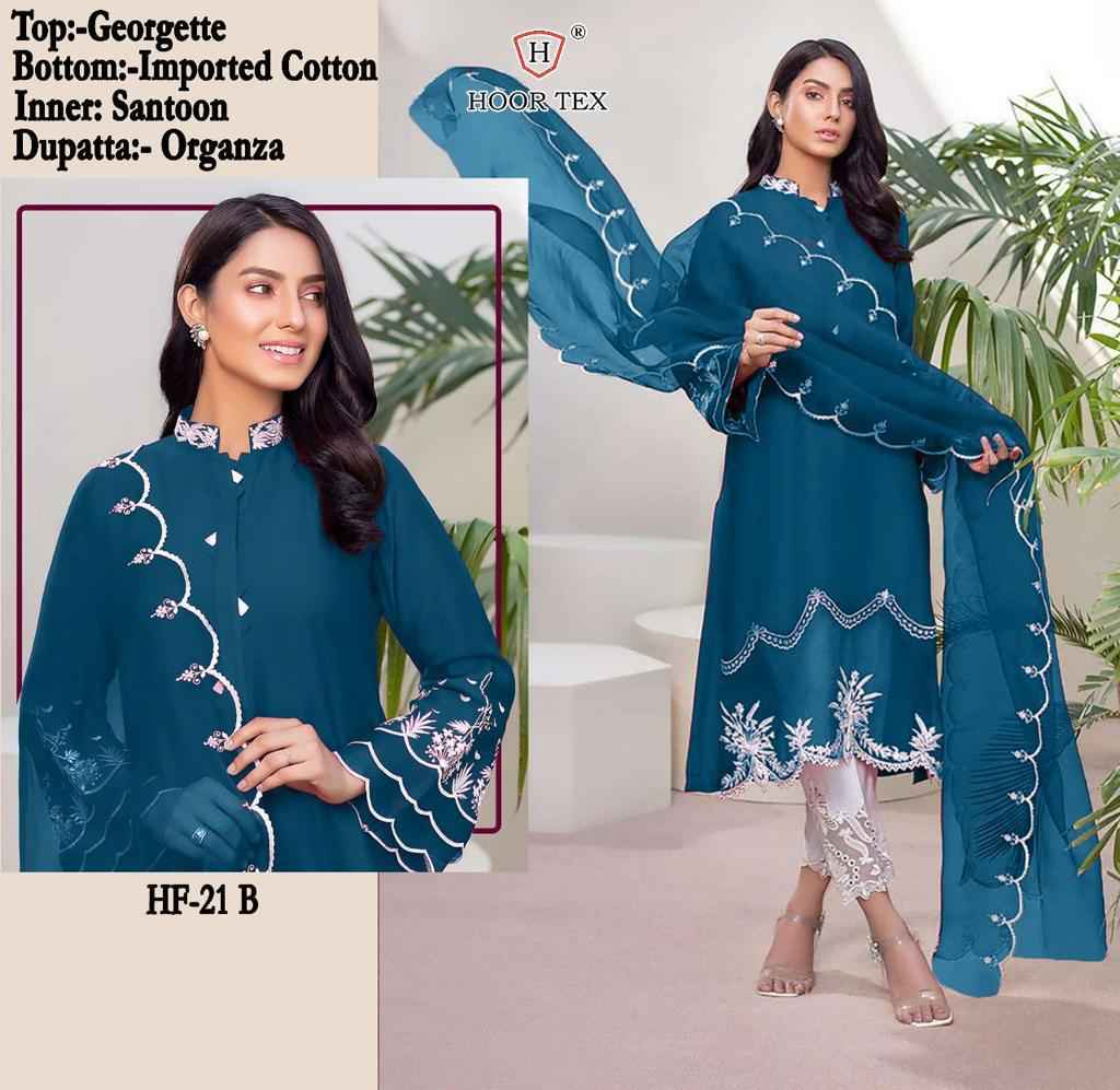 Hoor Tex Hf 21 Readymade Georgette Dress 6 pcs Catalogue