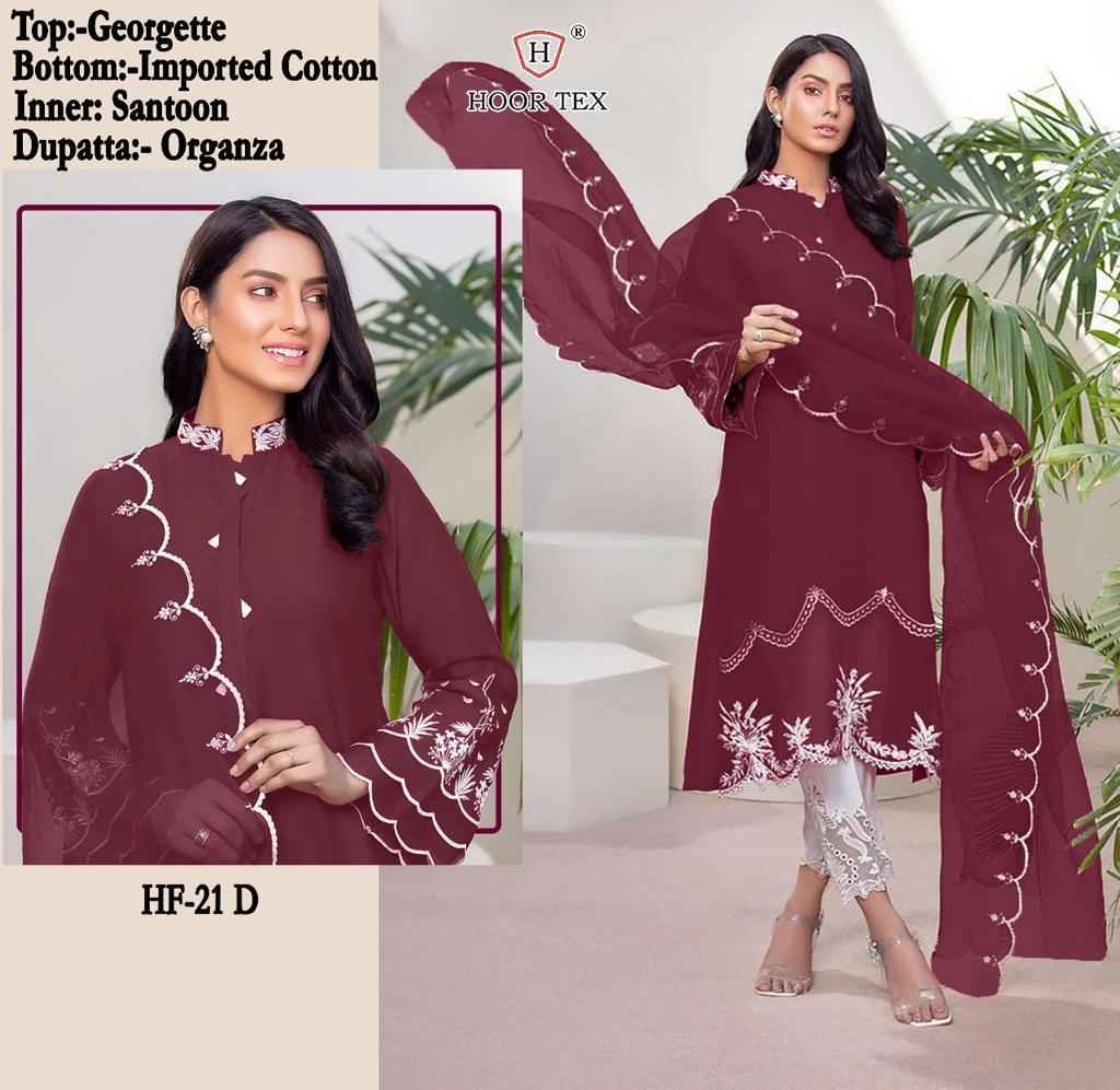 Hoor Tex Hf 21 Readymade Georgette Dress 6 pcs Catalogue