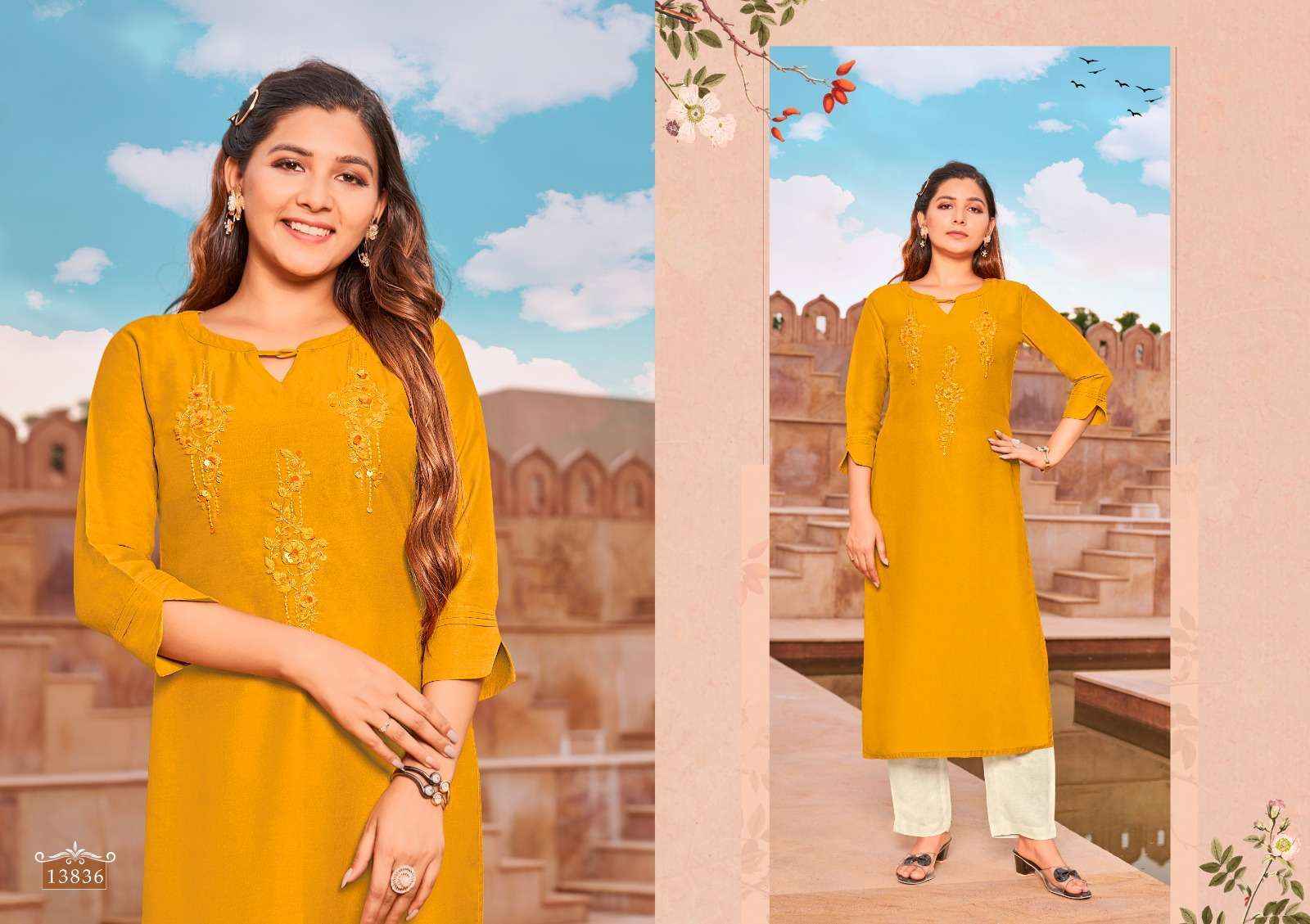 Kalaroop Octavia Vol 14 Parampara Silk Kurti 6 pcs Catalogue