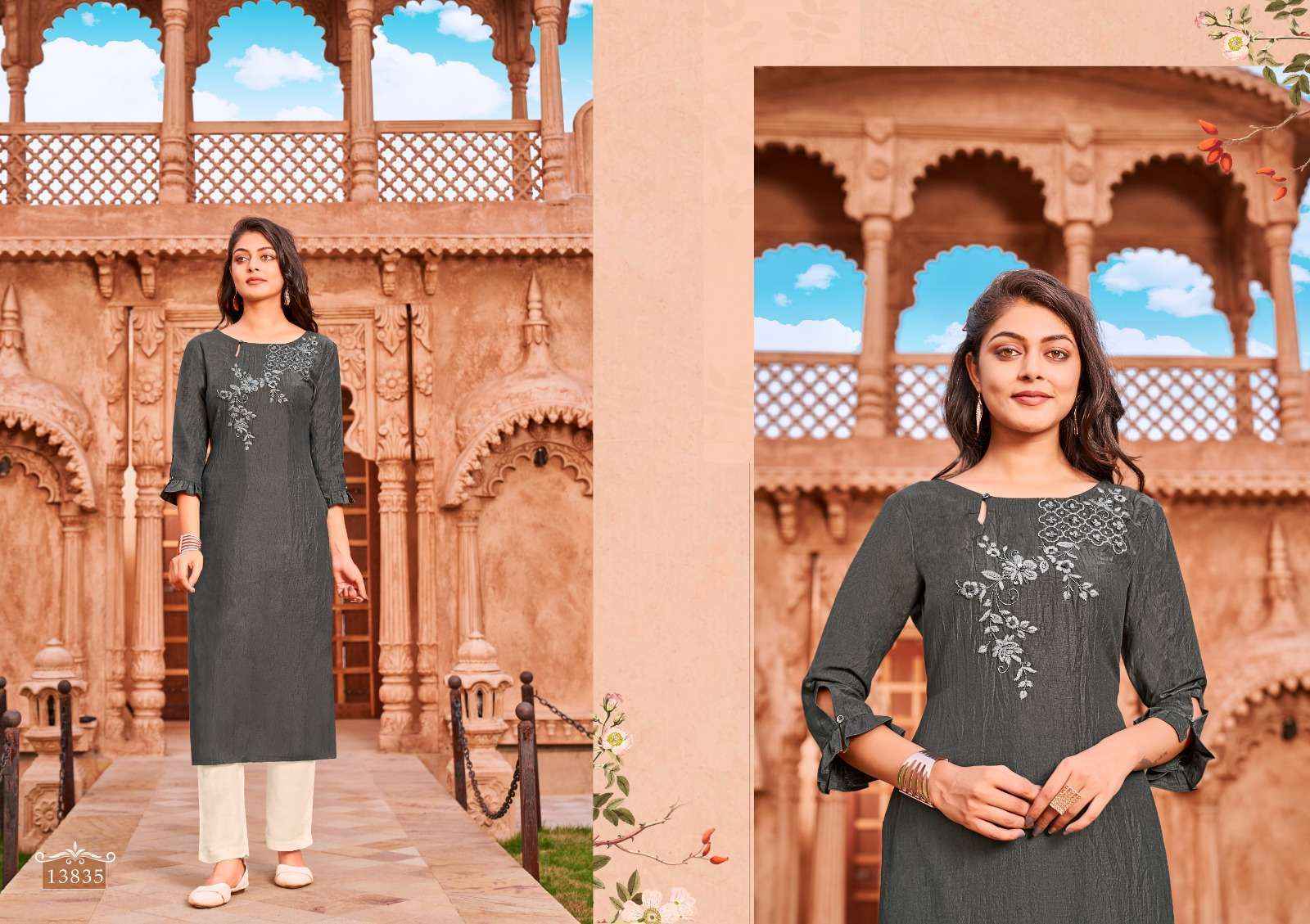 Kalaroop Octavia Vol 14 Parampara Silk Kurti 6 pcs Catalogue