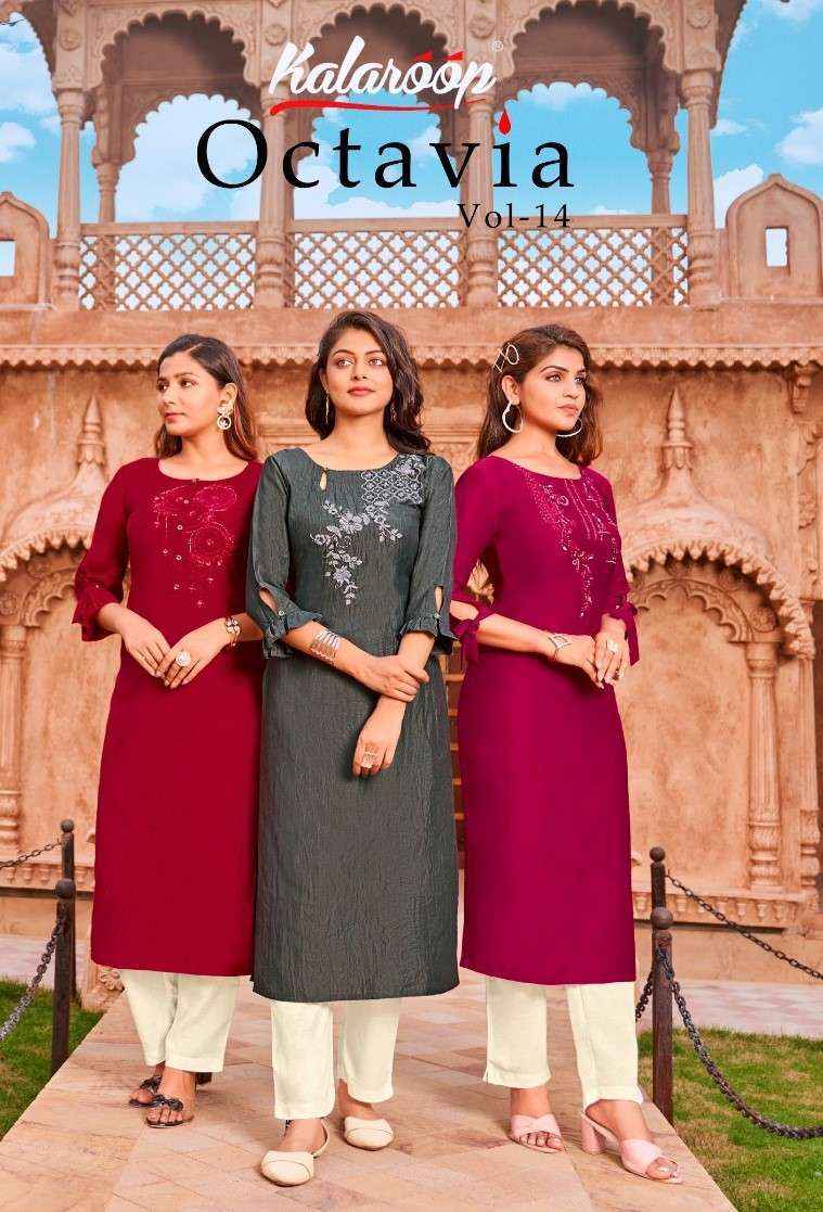 Kalaroop Octavia Vol 14 Parampara Silk Kurti 6 pcs Catalogue
